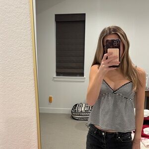 Edikted Babydoll Top Black and White Stripes Size XS